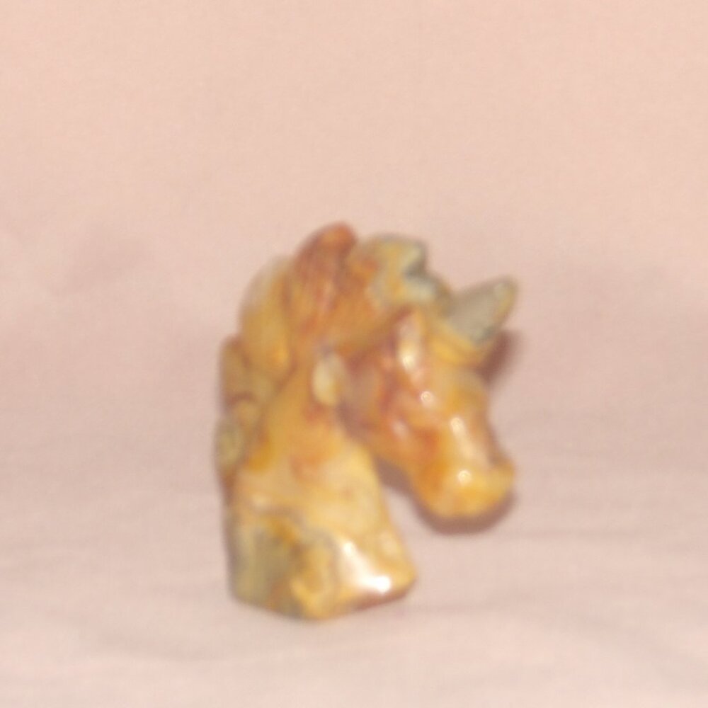 Multicolor AGATE Unicorn Carving • Polished Crystal Figurine • Stone Sculpture - Picture 2 of 8